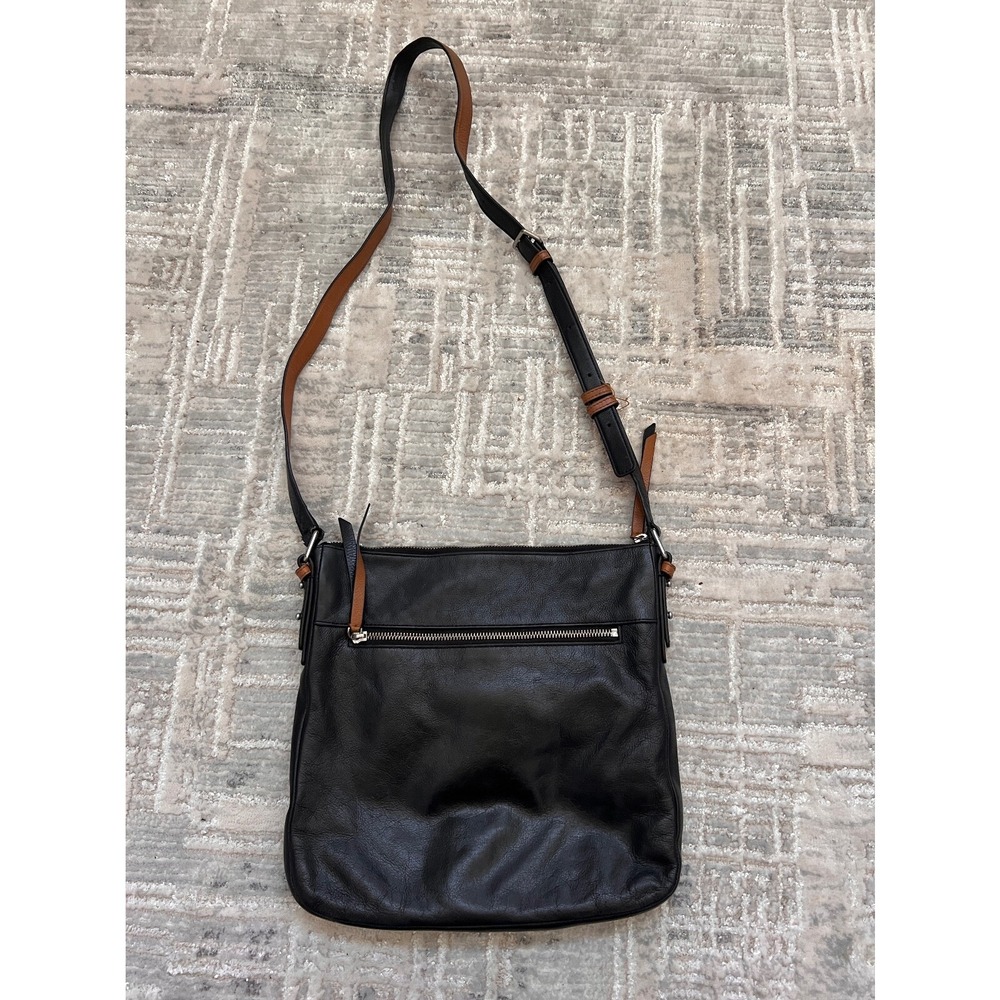 Vera Bradley Black Leather Crossbody Bag Floral Interior Everyday Purse
